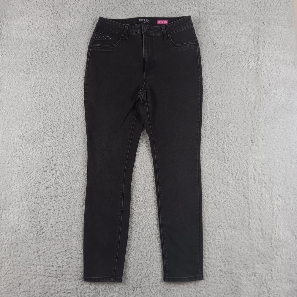 Faithโ Jeans Womens Size 10 Black High Rise Studded Skinny Ankle Denim Pants